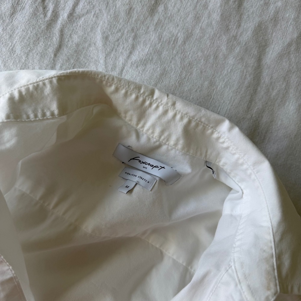 Foxcroft NYC Women White Non Iron Stretch 3/4 Sleeve Button Down Shirt Sz M - Picture 6 of 11